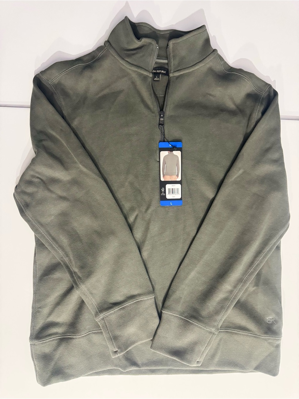 Banana Republic Men's Olive Green Quarter-Zip Sweater